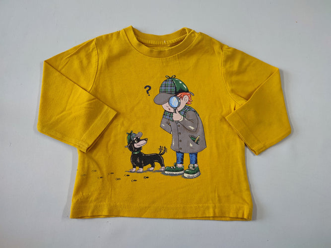 T-shirt m.l jaune garçon déte ctive chien, moins cher chez Petit Kiwi