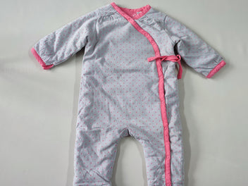 Pyjama jersey ouatiné gris à pois roses