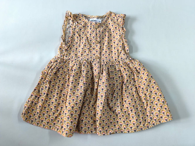 Robe s.m coton motifs brun clair/bleu marine/roses/blancs, moins cher chez Petit Kiwi