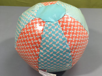 Ballon textile toile cirée orange et turquoise