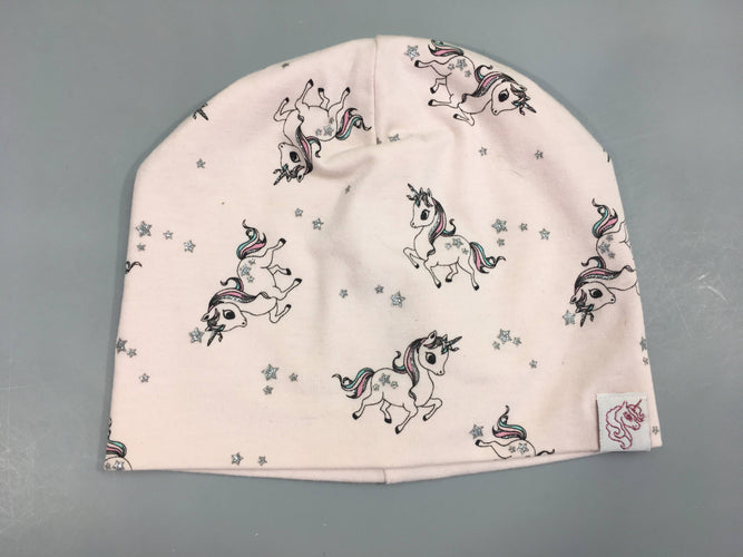 Bonnet jersey rose pâle licornes étoiles argentées, moins cher chez Petit Kiwi