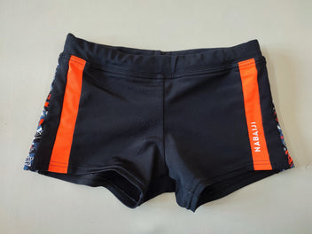 Maillot boxer noir bandes oranges Nabaiji