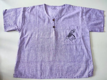 T-shirt m.c mauve col rond boutons