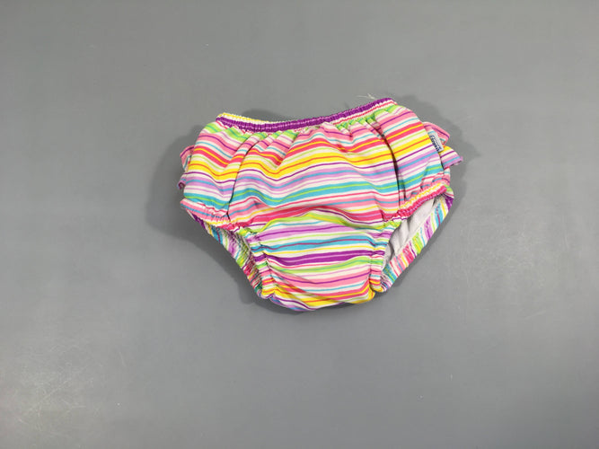 Culotte de maillot lavable rayé blanc-rose-bleu-jaune UPF 50+, moins cher chez Petit Kiwi