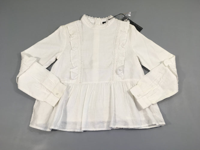 Neuf-Blouse ml blanc cassé texturé froufrous, moins cher chez Petit Kiwi