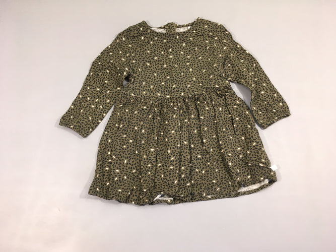 Robe m.l kaki traits noirs-roses, moins cher chez Petit Kiwi