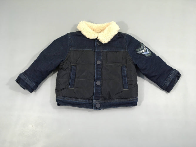 Veste chaude bi-matière Denim doublée peluche Ikks, moins cher chez Petit Kiwi