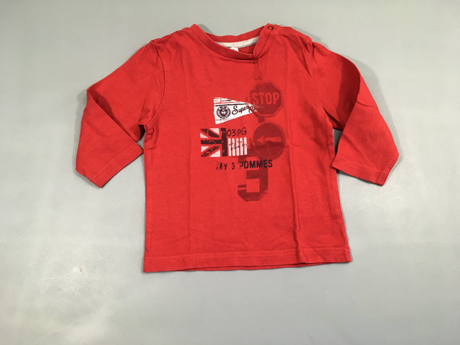 T-shirt m.l rouge 3Pommes, moins cher chez Petit Kiwi