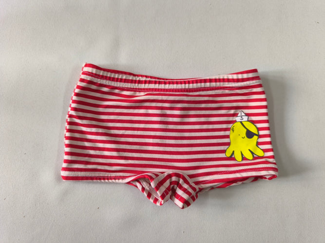 Maillot boxer rayé rouge/beige pieuvre pirate, moins cher chez Petit Kiwi