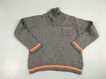 Pull gris col châle 10% Laine