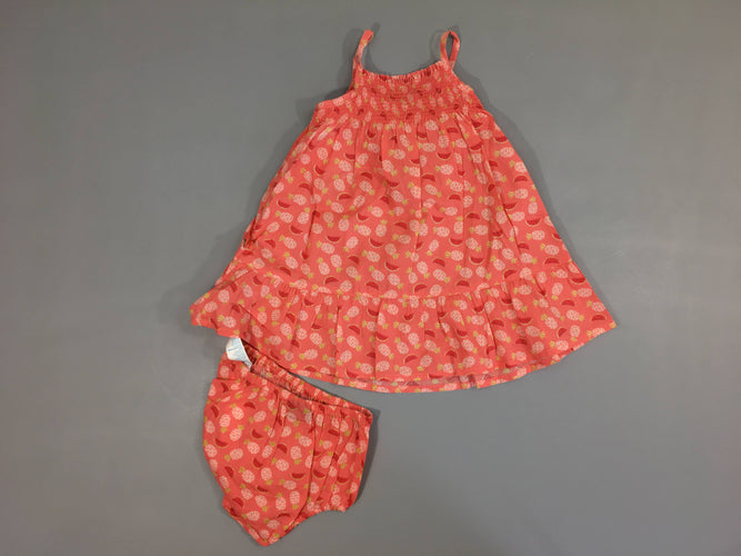 Robe fines bretelles orange fruits + culotte, moins cher chez Petit Kiwi