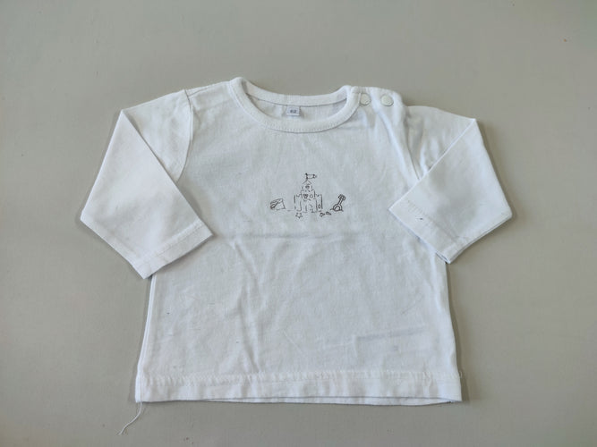 T-shirt m.l blanc château de sable, moins cher chez Petit Kiwi
