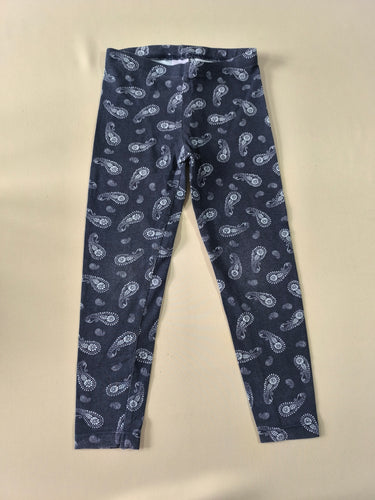 Legging bleu foncé motifs gris, moins cher chez Petit Kiwi