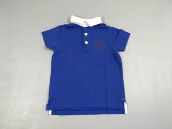 Polo m.c jersey m.c bleu col blanc