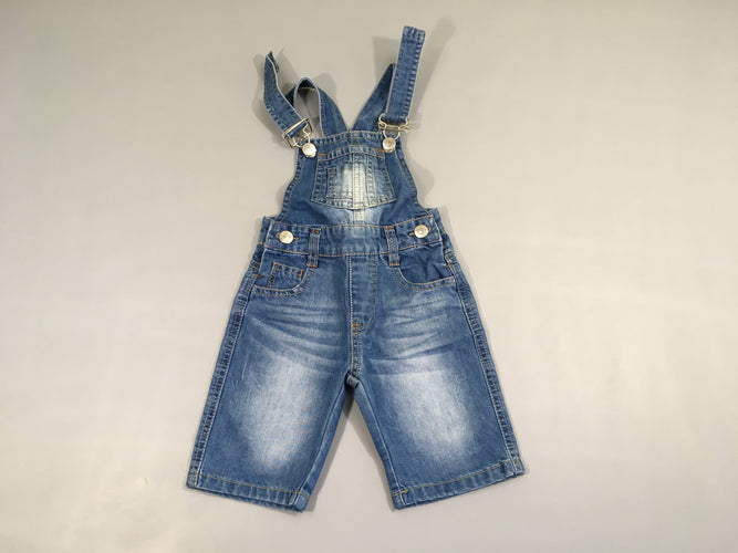 Salopette-short en jean effet délavé, moins cher chez Petit Kiwi