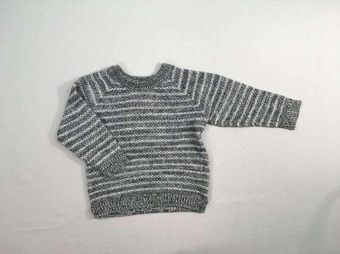 Pull chiné blanc/noir, moins cher chez Petit Kiwi