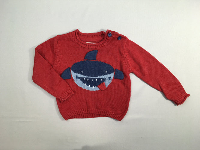 Pull rouge requin, moins cher chez Petit Kiwi