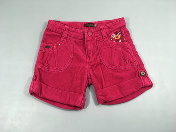 Short velours à revers fuchsia fleurs brodées