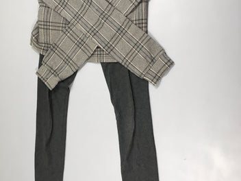 Jupe tweed legging gris ceinture manches nouables-Légèrement boulochée