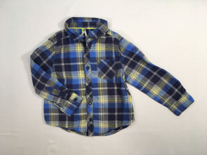 Chemise m.l bleu à carreaux jaune, moins cher chez Petit Kiwi