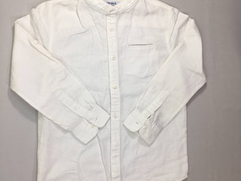 Chemise m.l lin blanc col mao