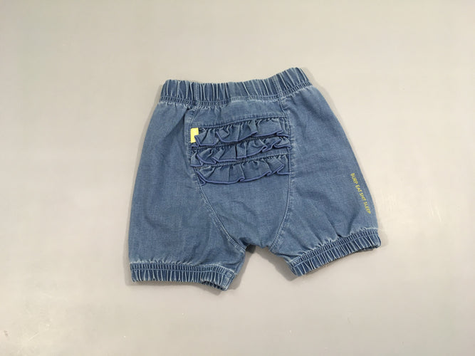 Short denim arrière avec froufrous, Bess, moins cher chez Petit Kiwi