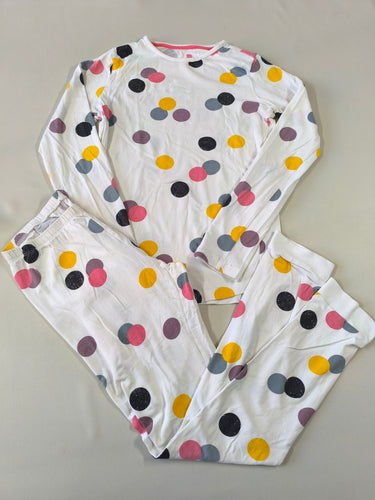 Pyjama 2pcs jersey blanc à pois mauve/jeune/bleu/noir paillettes, moins cher chez Petit Kiwi