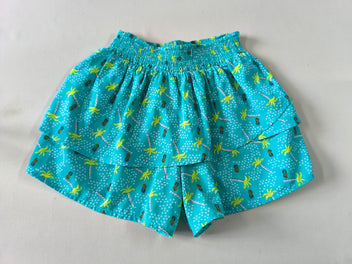 Jupe short turquoise palmiers ananas