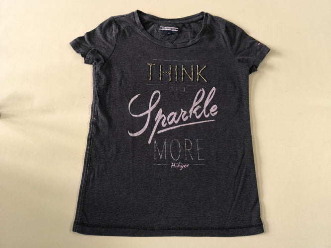 T-shirt m.c gris anthracite "Think" en perles (légèrement bouloché), moins cher chez Petit Kiwi