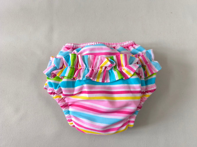 Culotte de maillot, couche lavable rayée jaune/rose/verte/bleue, UPF 50+, moins cher chez Petit Kiwi