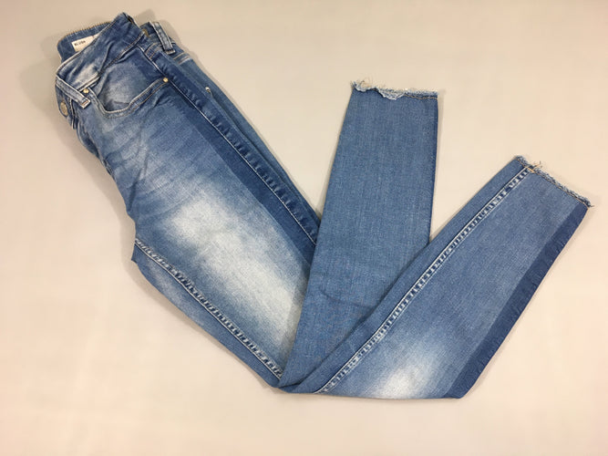 Jeans skinny effet éraillé délavé effiloché bas XS 30, moins cher chez Petit Kiwi