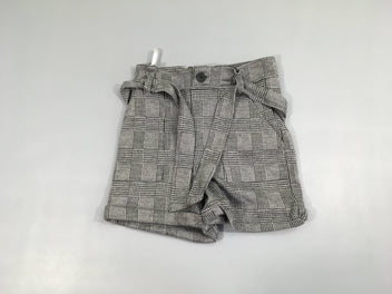 Short flanelle à carreaux gris-noir + Ceinture textile