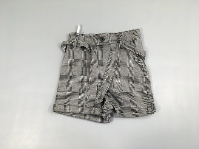 Short flanelle à carreaux gris-noir + Ceinture textile, moins cher chez Petit Kiwi