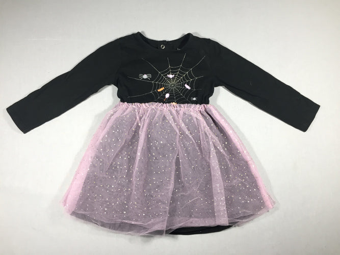 Robe déguisement Halloween - jersey noir et tule mauve, moins cher chez Petit Kiwi