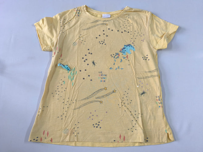 T-shirt m.c jaune sequins étoiles paillettes "Le rêve d'une vie", moins cher chez Petit Kiwi