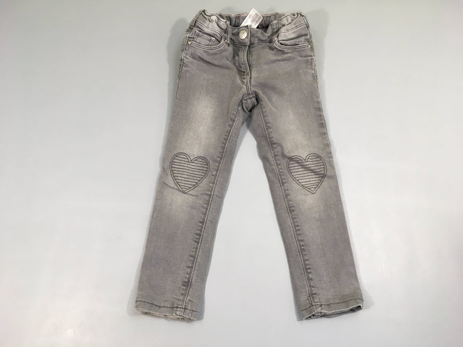 Jeans gris coeurs doublé jersey, moins cher chez Petit Kiwi