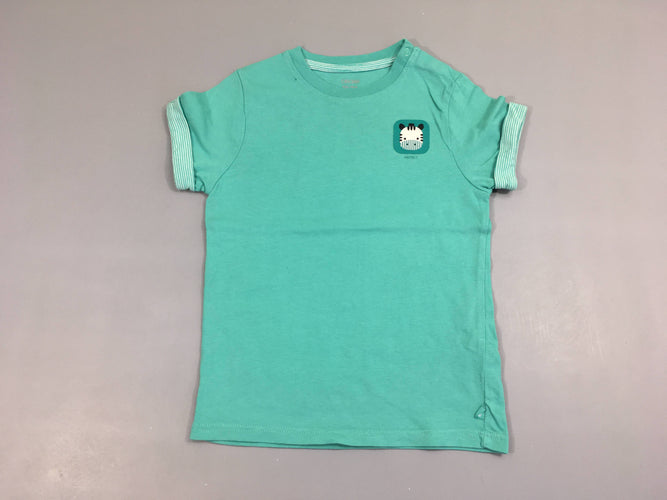 T-shirt m.c à revers turquoise Zèbre, moins cher chez Petit Kiwi