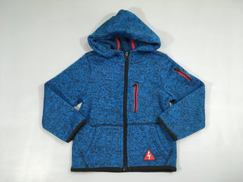 Gilet zippé à capuche bleu chiné-Bouloché