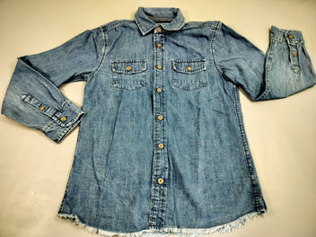 Chemise m.l en Jeans éfilochée sur le dessous