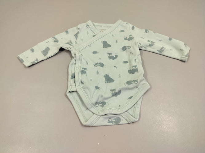 Body m.l cache-coeur vert motifs animaux 100% coton, moins cher chez Petit Kiwi