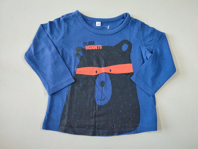 T-shirt m.l bleu ours "I'm here incognito", moins cher chez Petit Kiwi