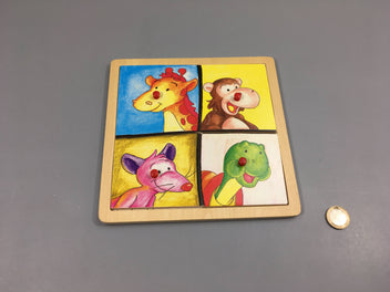 Planche puzzle 4 animaux en bois