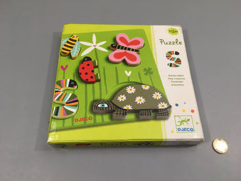 Puzzle petites bêtes en bois, 12m+, quelques coups