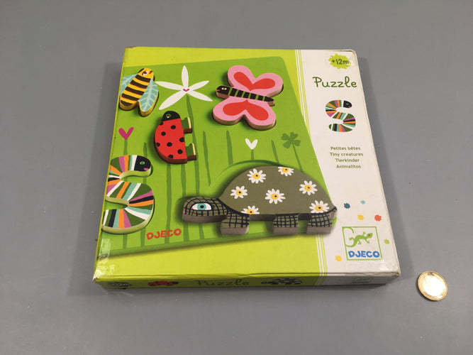 Puzzle petites bêtes en bois, 12m+, quelques coups, moins cher chez Petit Kiwi