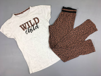 Pyjama 2pcs jersey gris-brun léopard Wild Child-Légèrement bouloché