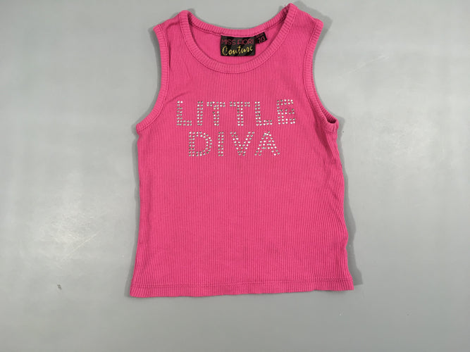 Débardeur rose côtelé Little Diva strass, moins cher chez Petit Kiwi