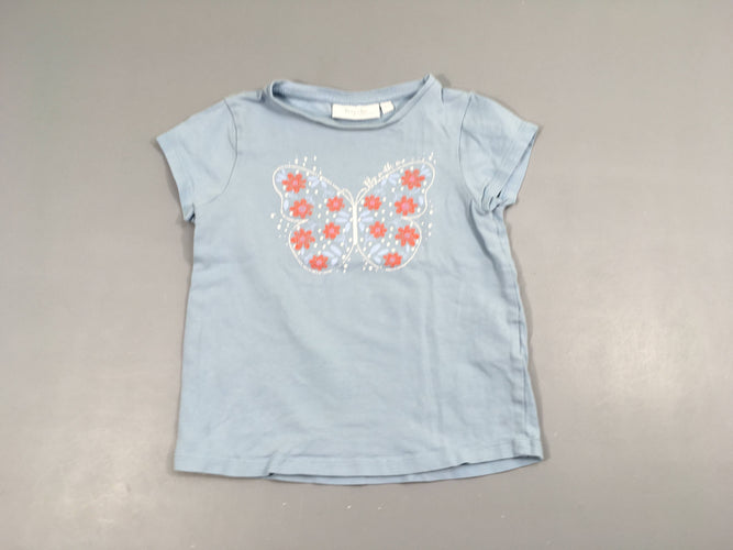 T-shirt m.c bleu clair papillon, moins cher chez Petit Kiwi