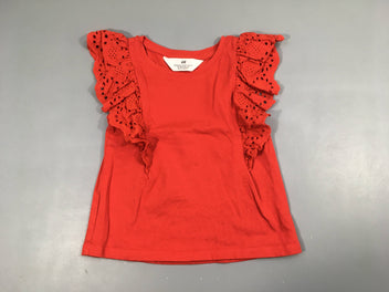 T-shirt s.m rouge volants broderie anglaise