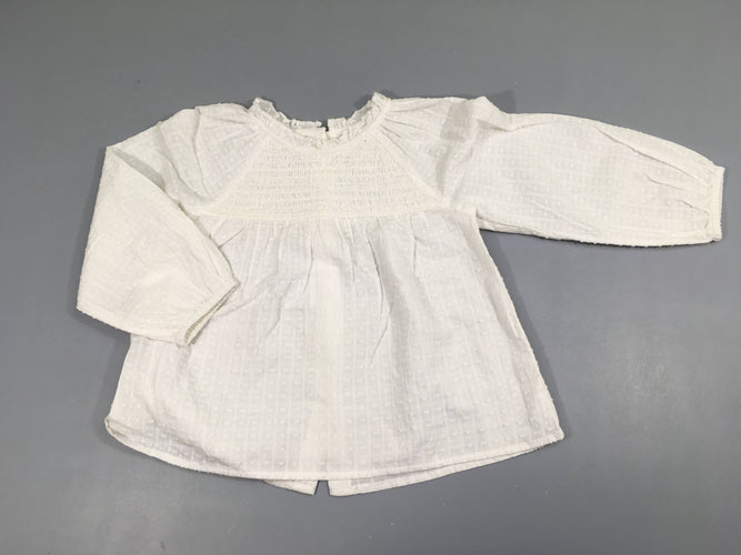 Blouse blanche m.l boutonnée dos, moins cher chez Petit Kiwi