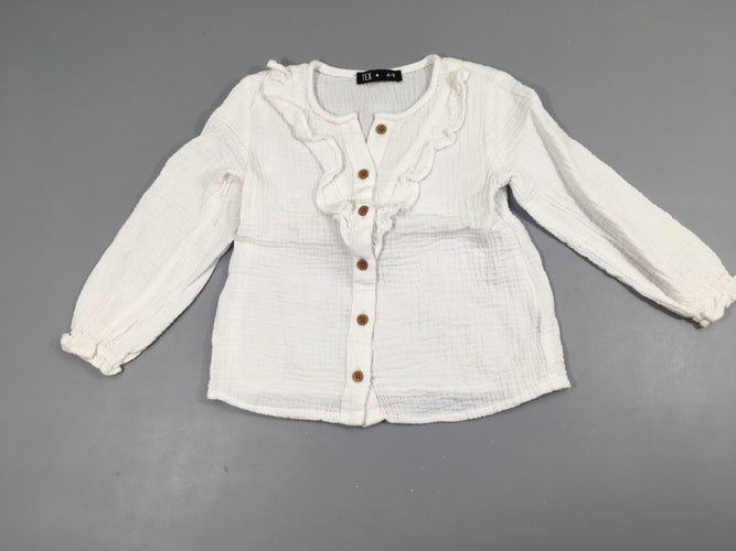 Blouse blanche m.l boutonnée devant, moins cher chez Petit Kiwi